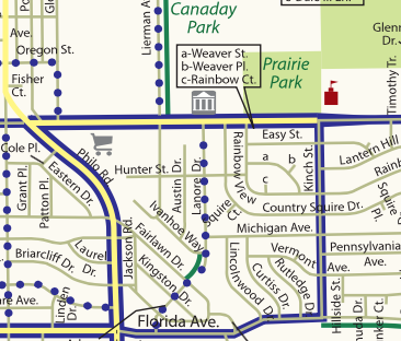 Bike routes around Brookens