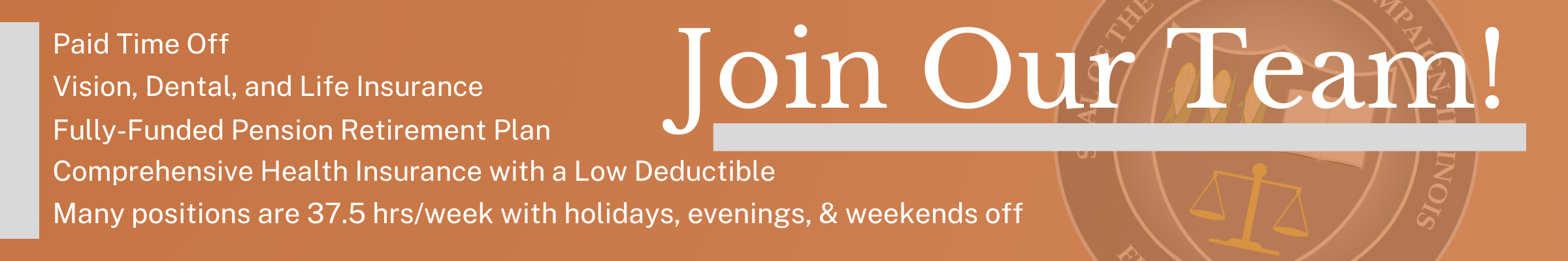 Join Our Team! We're Hiring; click here for more information